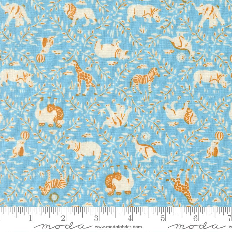 Animal Park Fun Vines Sky - Quilt Fabric
