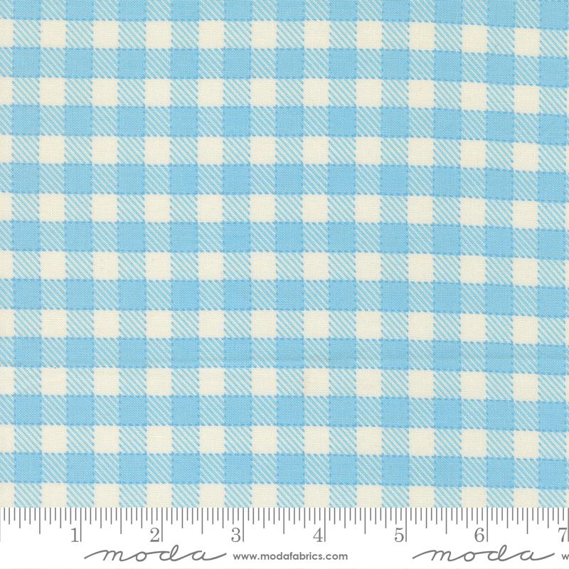 Animal Park Fun Gingham Sky - Quilt Fabric