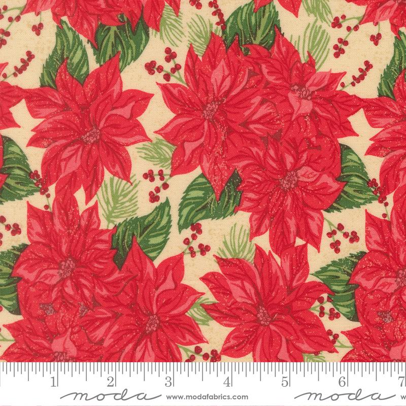 Holiday Cheer Poinsettia Natural - Quilt Fabric