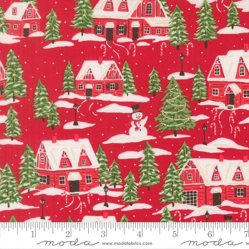 Holiday Cheer Village Poinsettia - Quilt Fabric