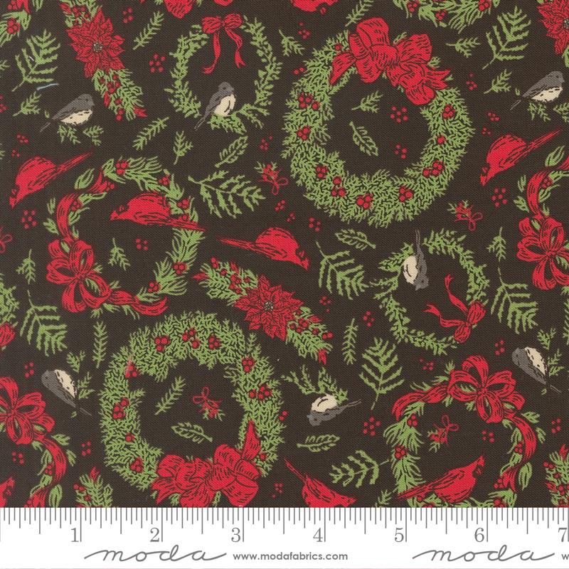 Holiday Cheer Wreath Midnight - Quilt Fabric