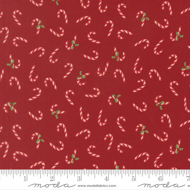 Holiday Cheer Candy Canes Cardinal - Quilt Fabric