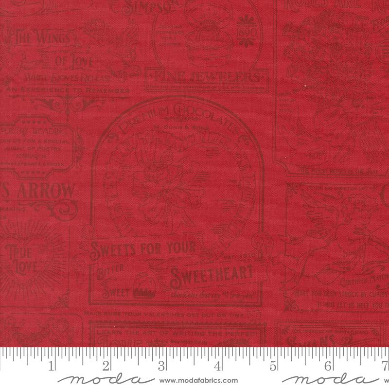 Je Taime Vintage Rose - Quilt Fabric, zoomed in. Select this picture to zoom back out.