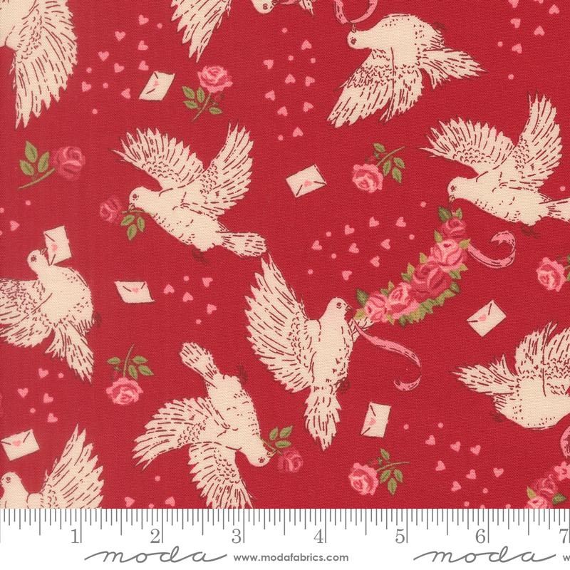 Je Taime Dove Rose - Quilt Fabric, zoomed in. Select this picture to zoom back out.