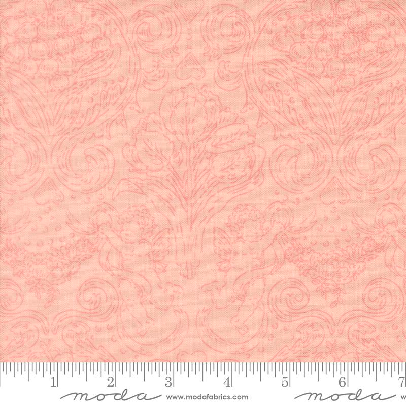 Je Taime Cupid Blush - Quilt Fabric, zoomed in. Select this picture to zoom back out.
