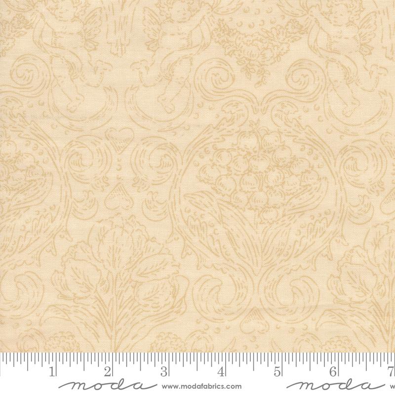 Je Taime Cupid Lace Natural - Quilt Fabric, zoomed in. Select this picture to zoom back out.
