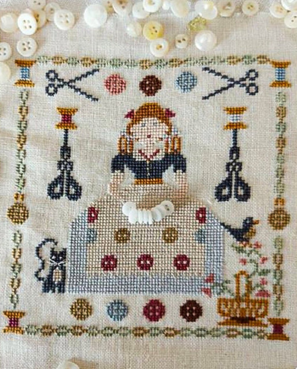 Buttons Girl - Cross Stitch Pattern