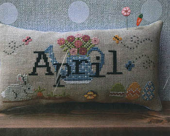 When I Think of April (with button) - Cross Stitch Pattern