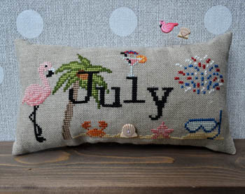 When I think of July (w/button) - Cross Stitch Pattern