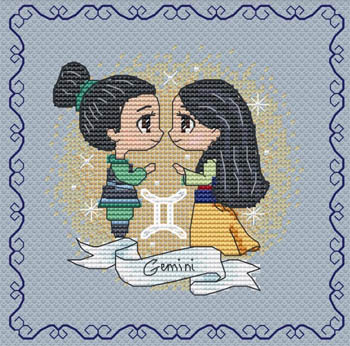 Zodiacal Princess 5 - Gemini - Cross Stitch Pattern
