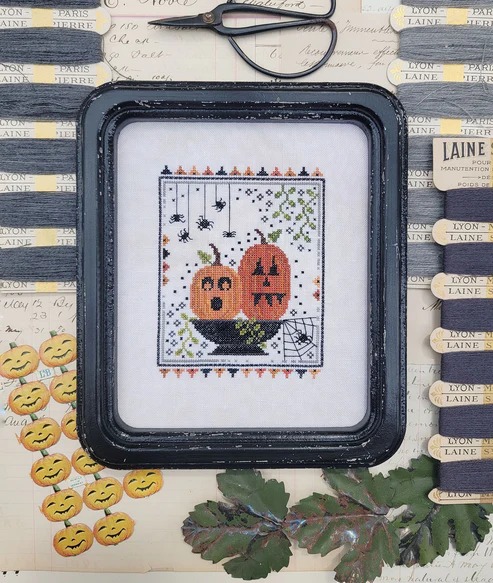 Two Pumpkins Bright - Cross Stitch Pattern