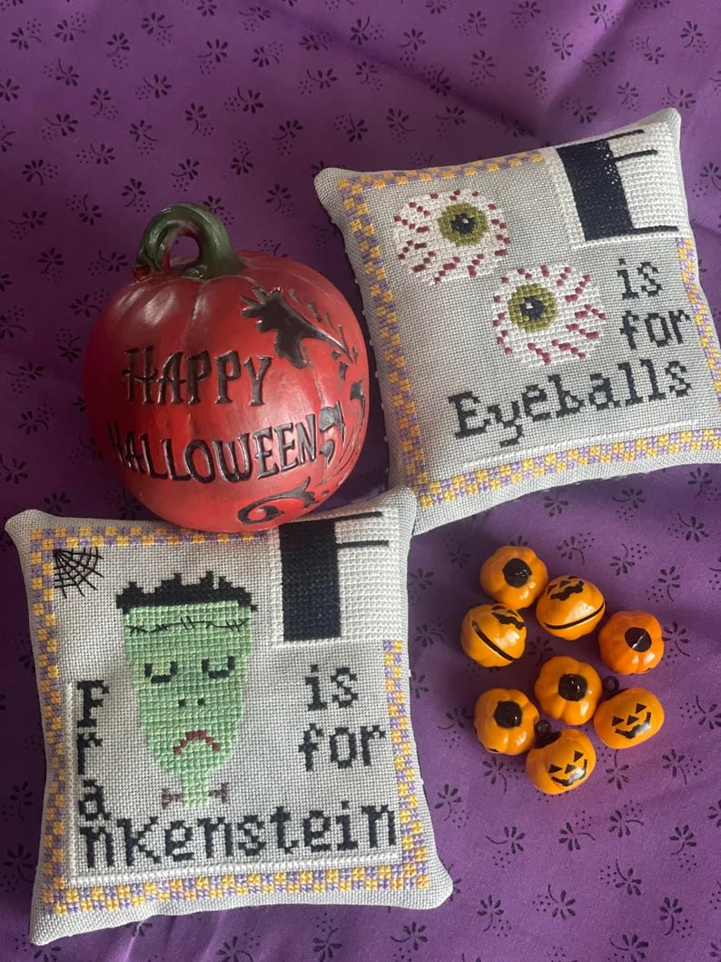 Halloween Alphabet - E & F - Cross Stitch Pattern