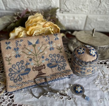 Blue Peacocks Sewing Set - Cross Stitch Pattern