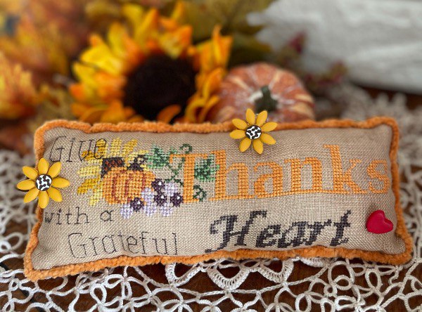 Grateful Heart Pillow - Cross Stitch Pattern