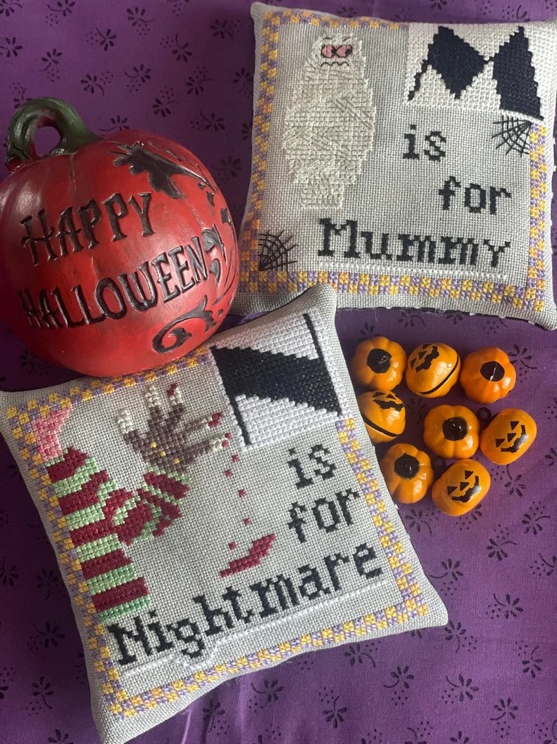 Halloween Alphabet M & N - Cross Stitch Pattern