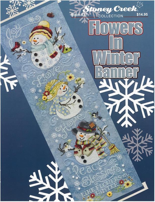 Flowers in Winter Banner - Cross Stitch Pattern
