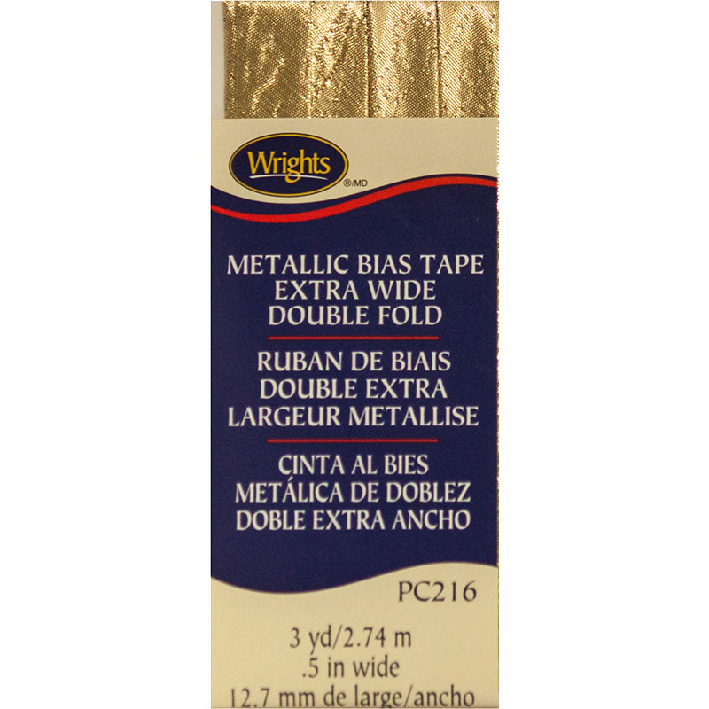 Bias Tape Lame Bias Tape Extra-Wide Double Fold Gold