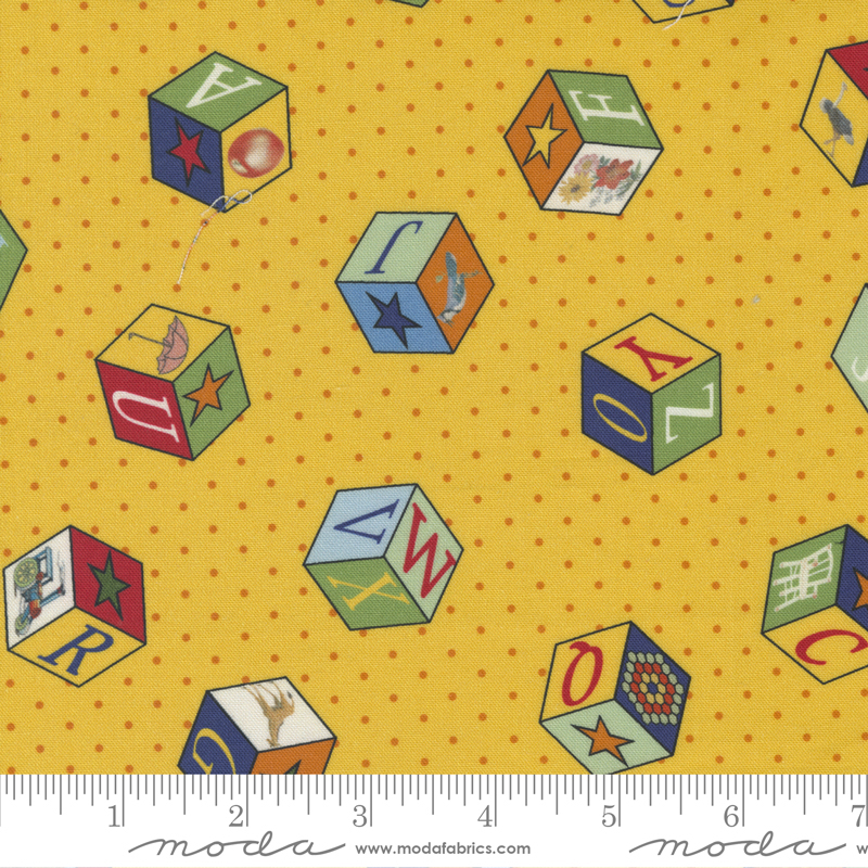 Picture Perfect Yellow - ABC Blocks Baby - Quilt Fabric