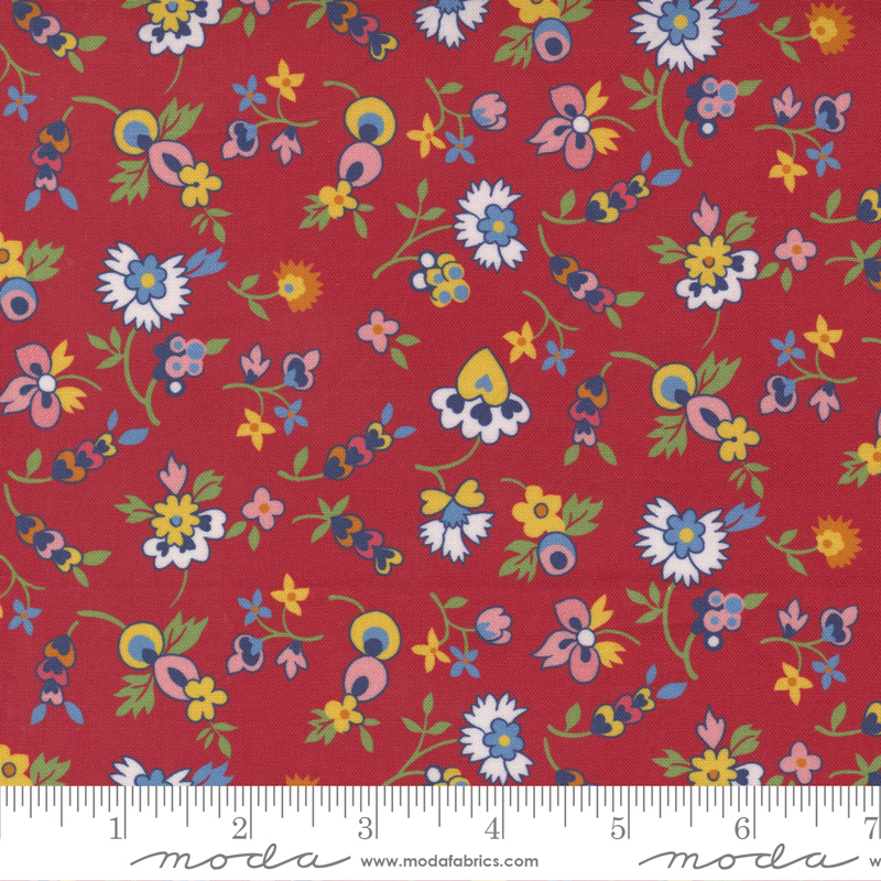 Picture Perfect Red - Hearts And Flower - Quilt Fabric