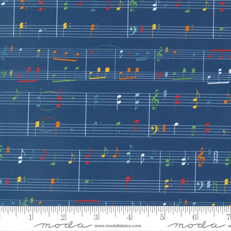 Sweet Melodies Navy - Music Notes Novelty - Quilt Fabric