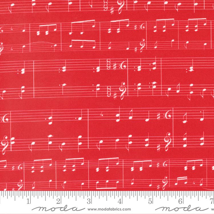 Sweet Melodies Red - Music Notes Novelty - Quilt Fabric