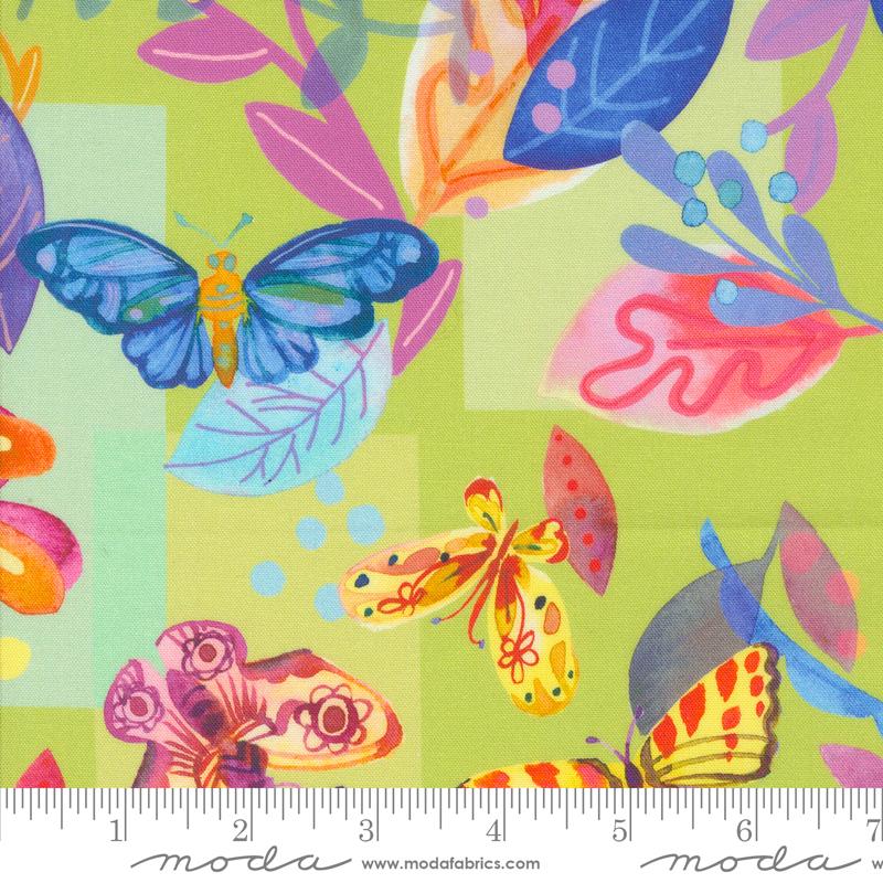 Flower Patches Butterfly - Limeade - Quilt Fabric