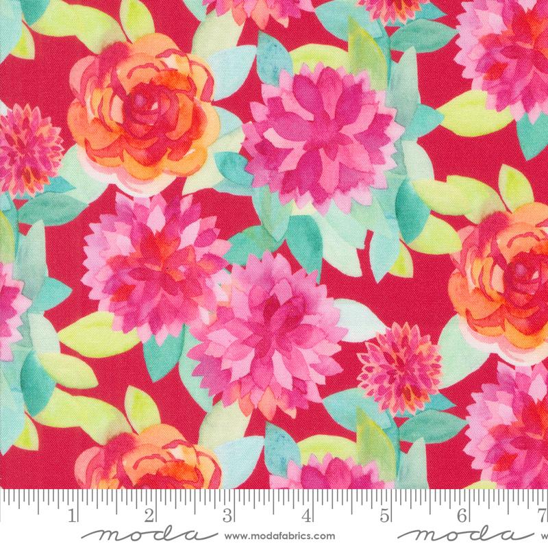 Flower Patches Blooms - Ruby - Quilt Fabric