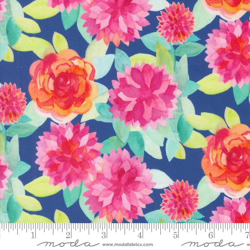 Flower Patches Blooms - Sapphire - Quilt Fabric
