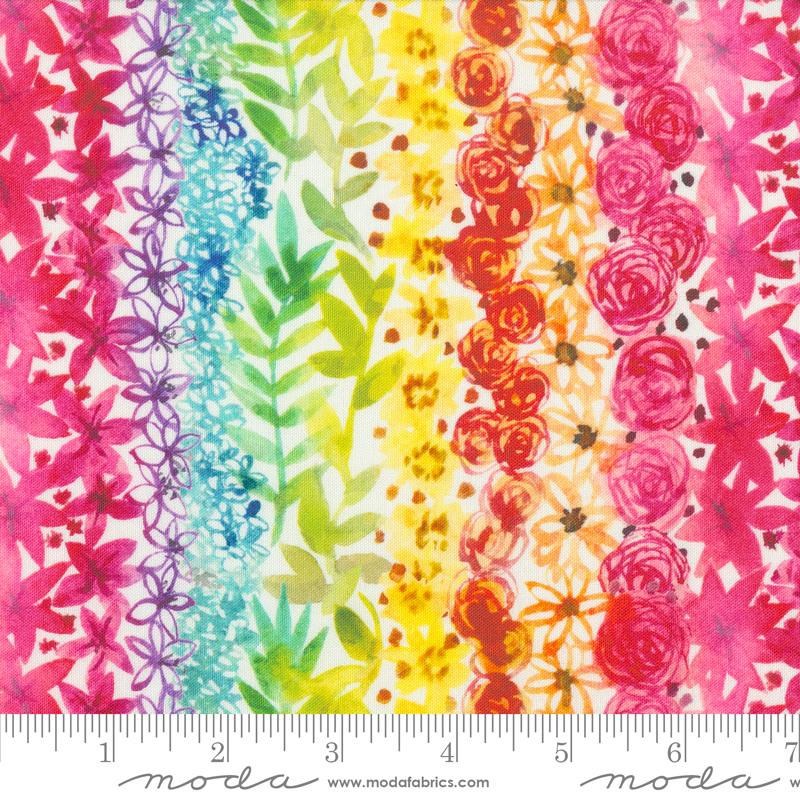 Flower Patches Stripes - Rainbow - Quilt Fabric