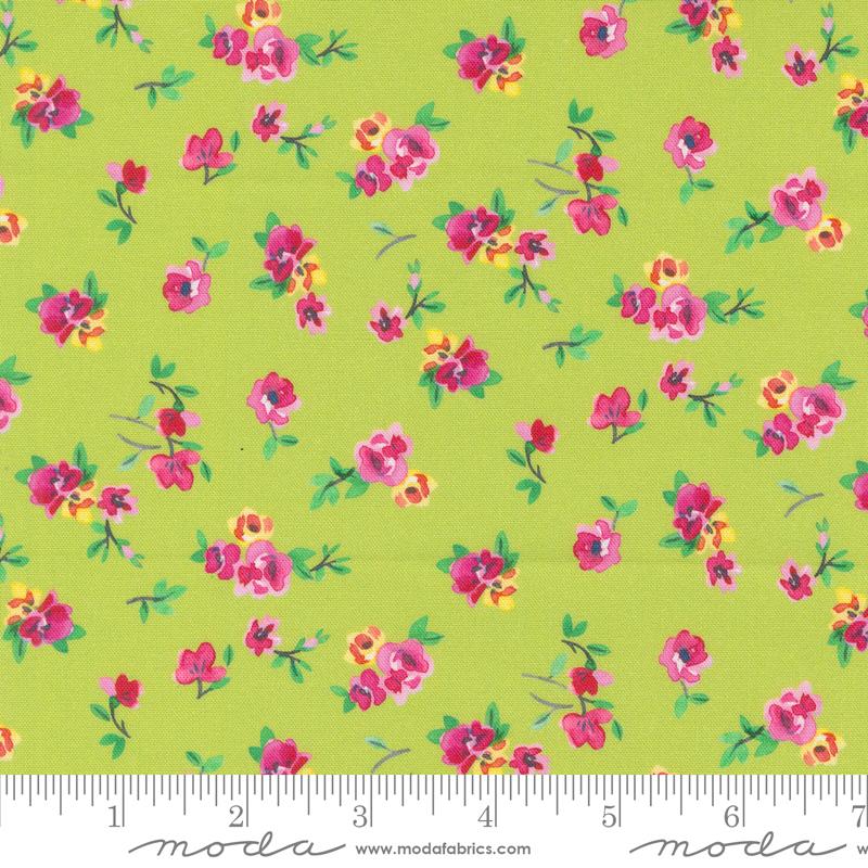 Flower Patches Vintage - Limeade - Quilt Fabric