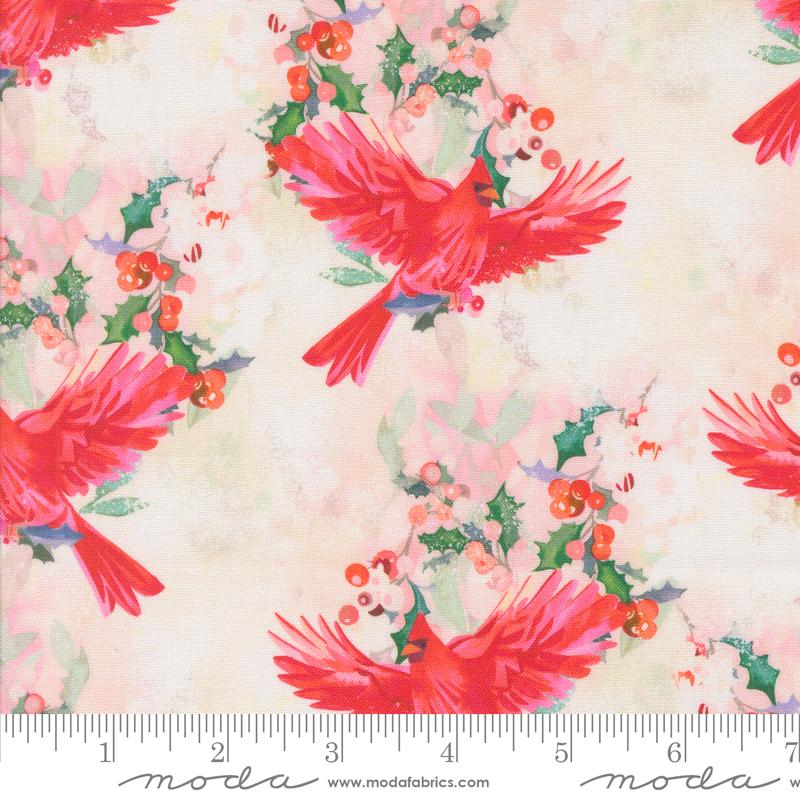 Love And Cheer Birds Snowflake - Christmas Quilt Fabric