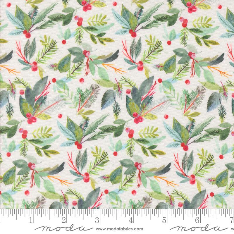 Love And Cheer Greenery Snowflake - Christmas Quilt Fabric