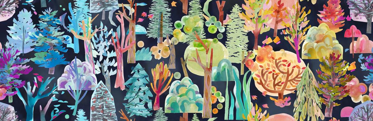 Northern Brights Rainbow Night Sky - Quilt Fabric