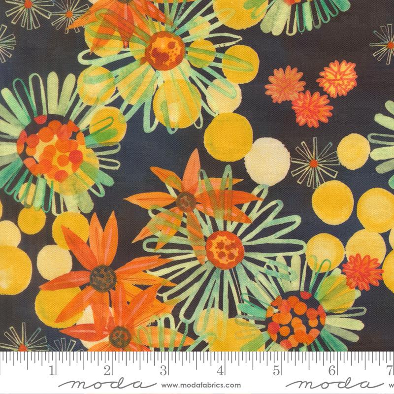 Northern Brights Flowers Night Sky - Quilt Fabric