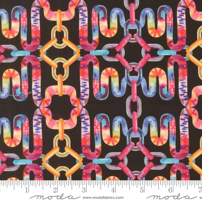 Copa Flora Geometric Midnight - Quilt Fabric, zoomed in. Select this picture to zoom back out.