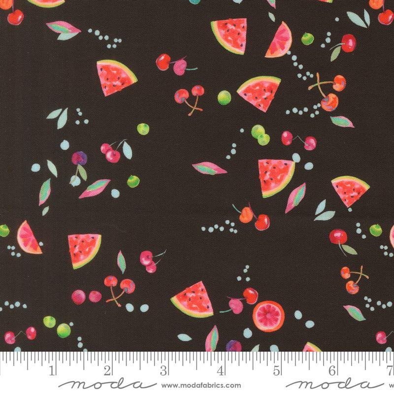 Copa Flora Cherry Midnight - Quilt Fabric, zoomed in. Select this picture to zoom back out.