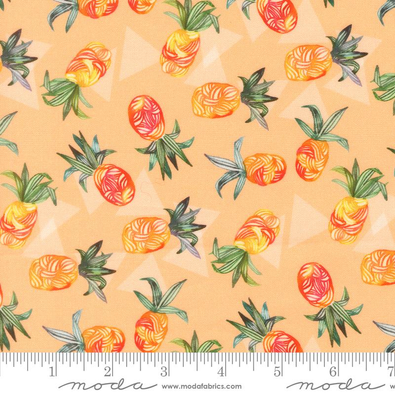 Copa Flora PIneapple Peach - Quilt Fabric, zoomed in. Select this picture to zoom back out.