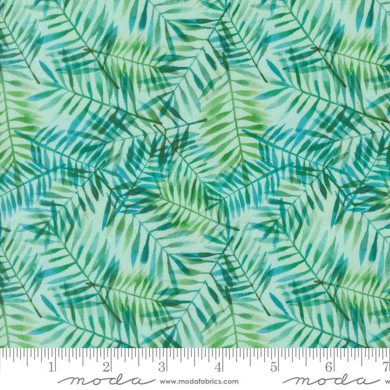 Copa Flora Frond Aqua - Quilt Fabric, zoomed in. Select this picture to zoom back out.