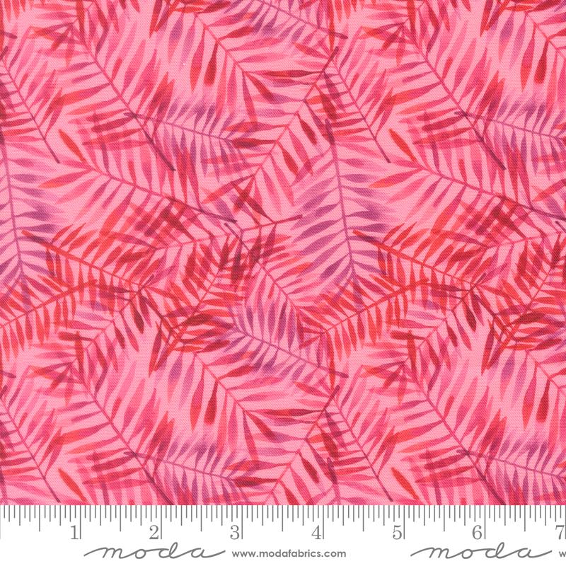 Copa Flora Frond Pink - Quilt Fabric, zoomed in. Select this picture to zoom back out.