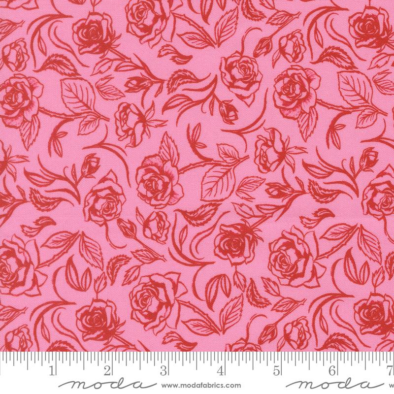 Copa Flora Rose Pink - Quilt Fabric, zoomed in. Select this picture to zoom back out.
