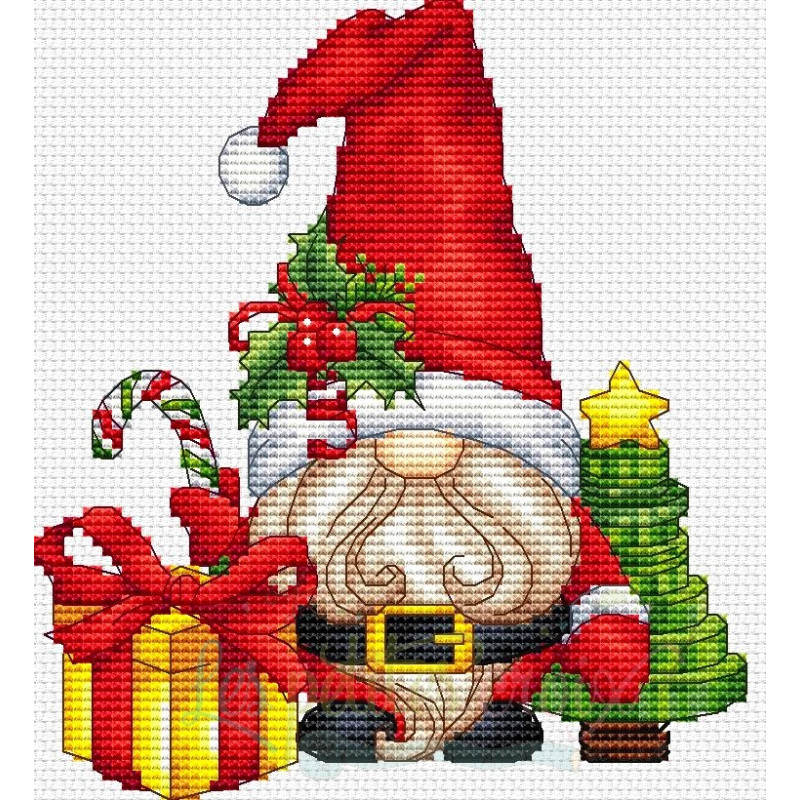 Christmas Father Gnome 2022 (Gnome Santa Claus)-Cross Stitch