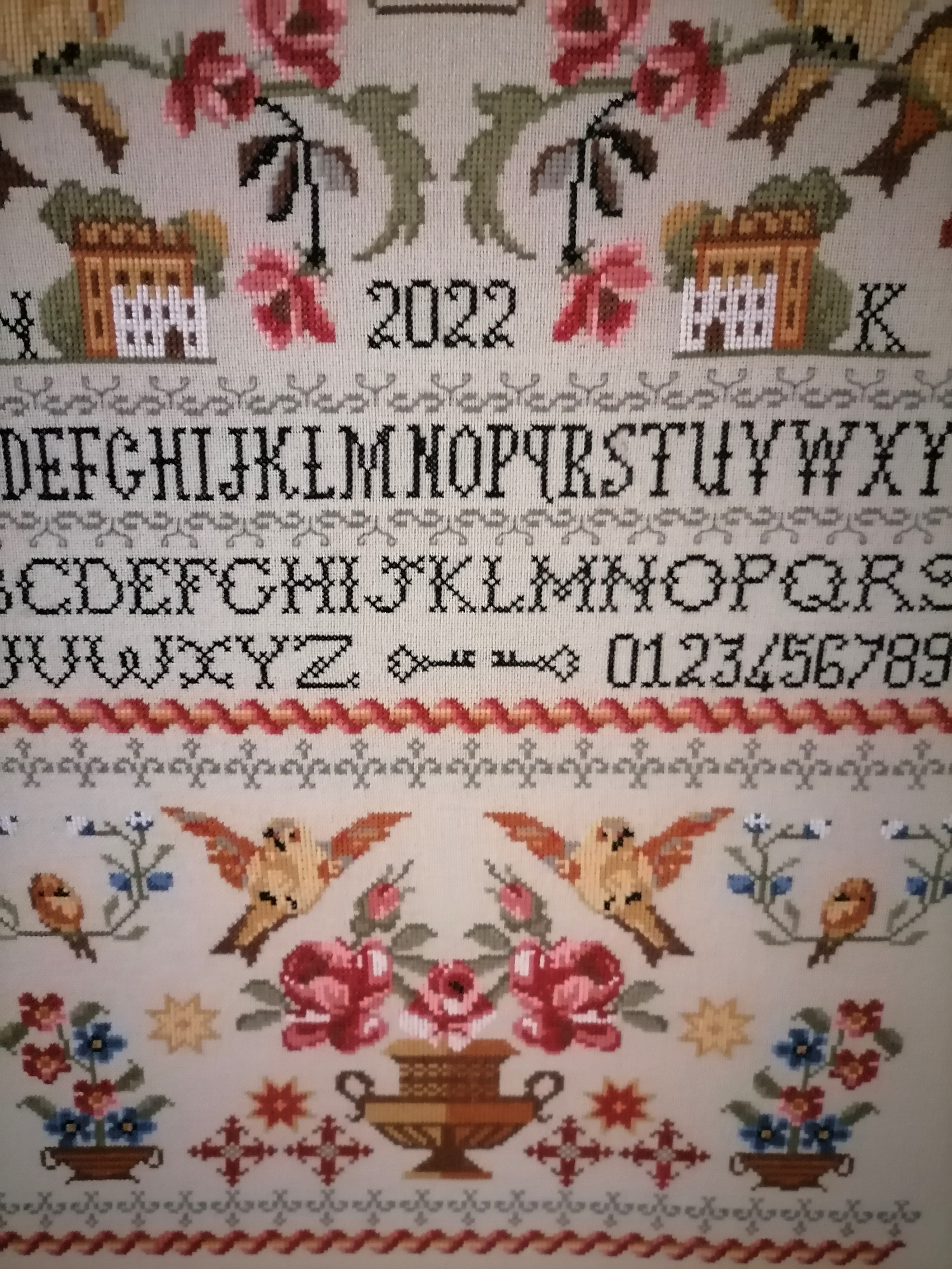 Gold Birds Sampler - Cross Stitch Pattern