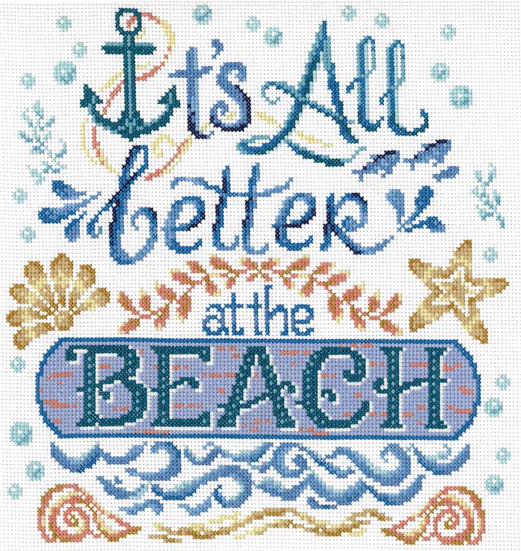 Better at the Beach - Cross Stitch Pattern, zoomed in. Select this picture to zoom back out.