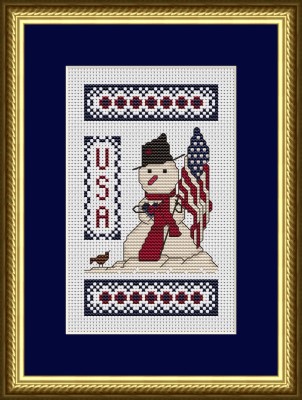 Patriotic Snowman - Cross Stitch Pattern