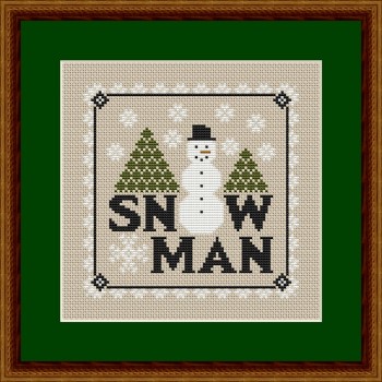 Winter Snowman - Cross Stitch Pattern, zoomed in. Select this picture to zoom back out.