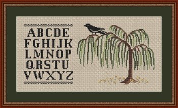 Crow on a Willow Tree Alphabet Sampler  