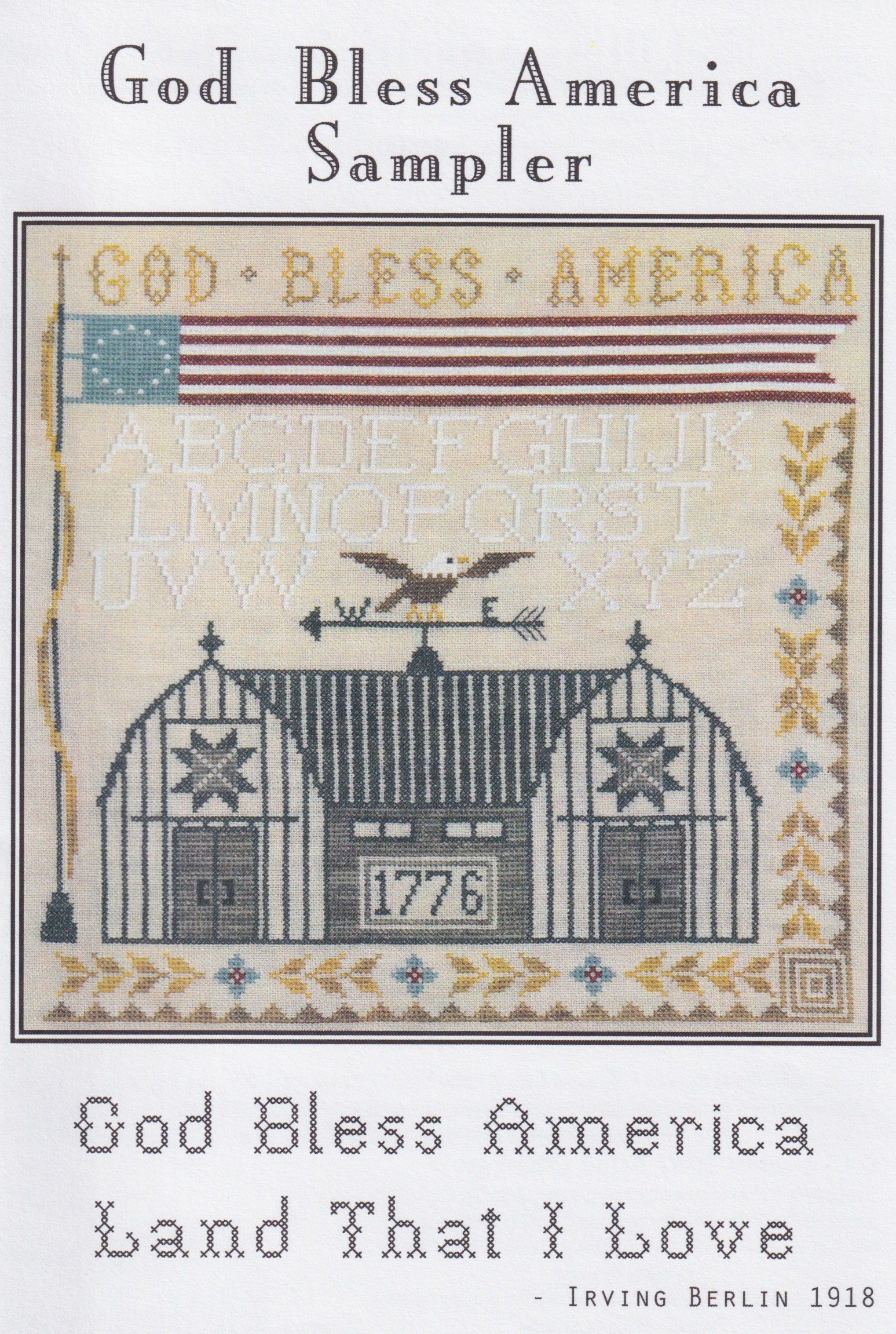 God Bless America Sampler - Patriotic Cross Stitch Pattern