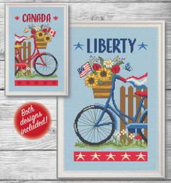 Patriotic Bicycles - Patriotic Cross Stitch Pattern