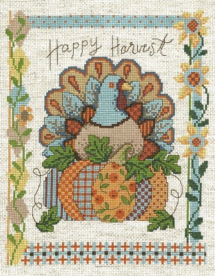 Happy Harvest Turkey - Cross Stitch Pattern