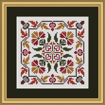Autumn Acorns And Flowers - Cross Stitch Pattern